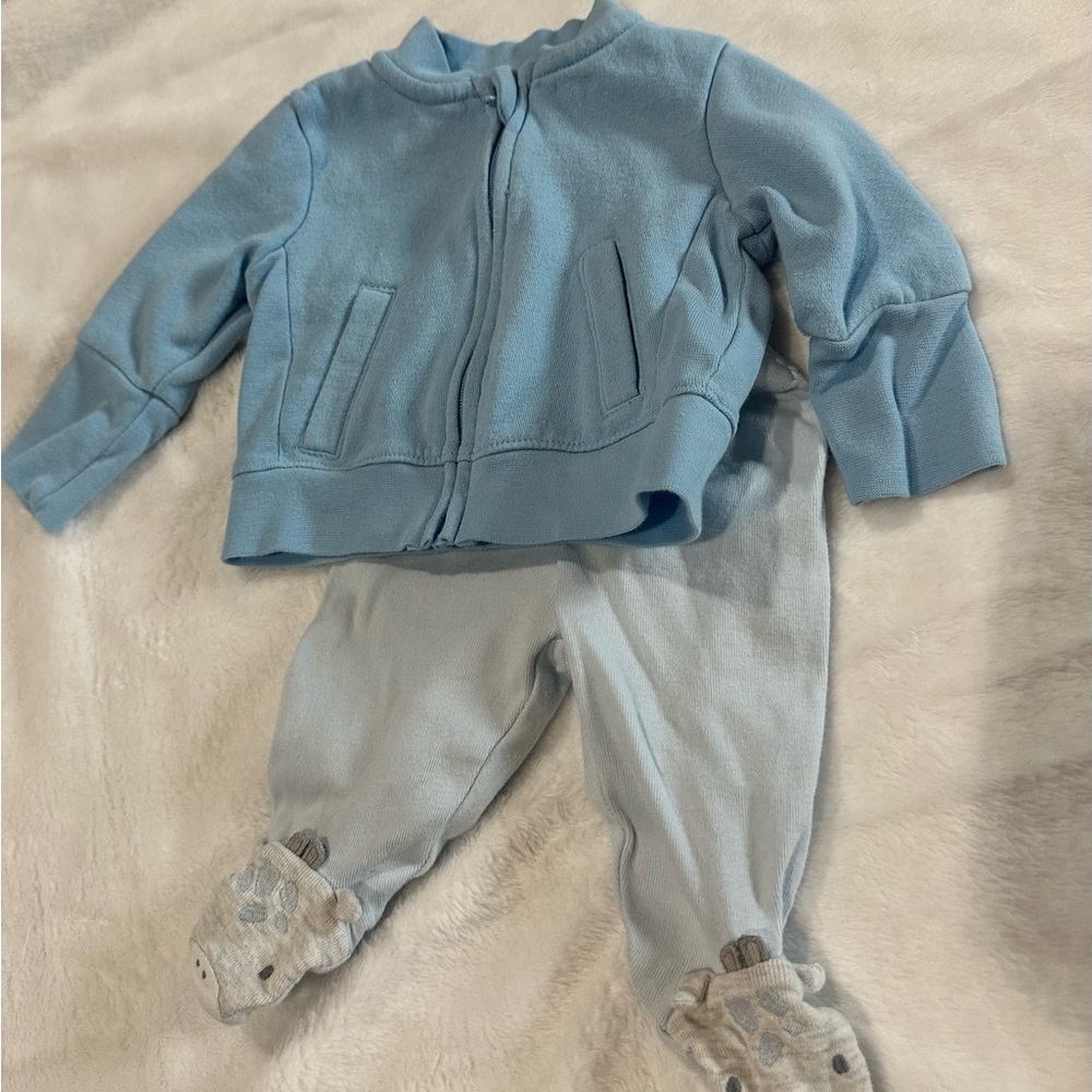 Adorable Blue Baby Outfit with Animal Feet